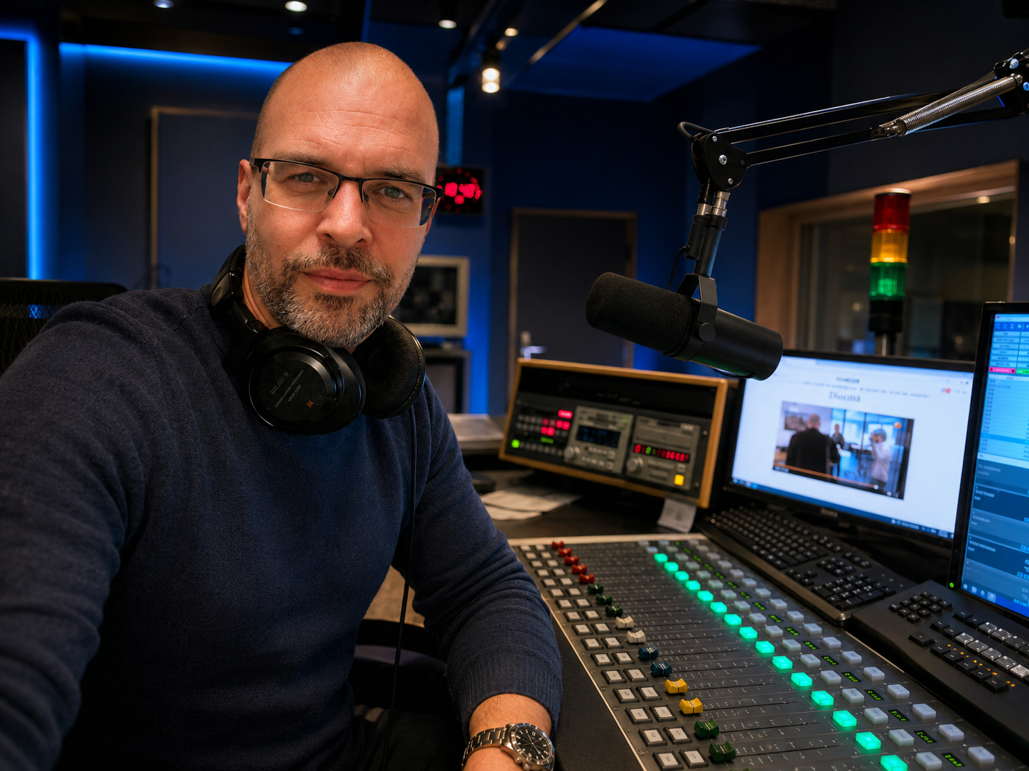 Robin Prijs in de radiostudio